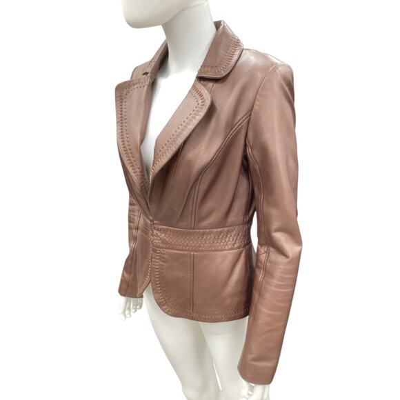 Vintage Cache Jacket Women’s Size S 100% Lamb Leather Metallic Hue Brown - Picture 2 of 6